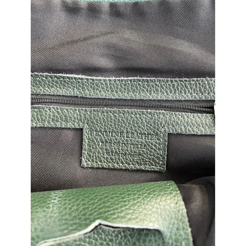 Borse in Pelle Dark Green Pebbled Leather Two Way Backpack Made in Italy